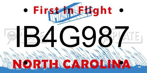 IB4G987 North Carolina License Plate