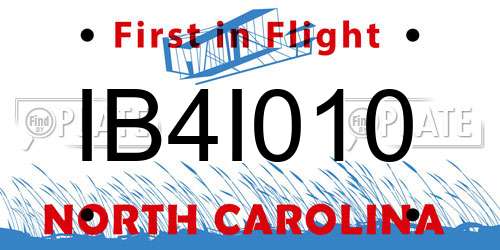 IB4I010 North Carolina License Plate