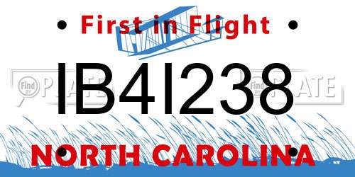 IB4I238 North Carolina License Plate