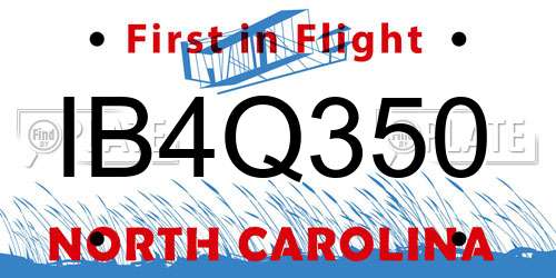 IB4Q350 North Carolina License Plate