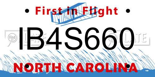IB4S660 North Carolina License Plate