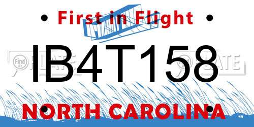 IB4T158 North Carolina License Plate
