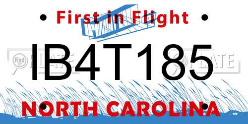 IB4T185 North Carolina License Plate