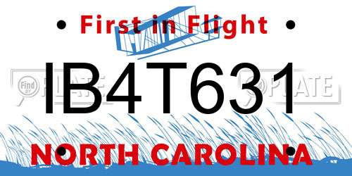 IB4T631 North Carolina License Plate
