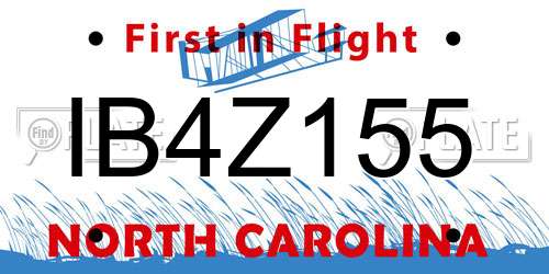IB4Z155 North Carolina License Plate