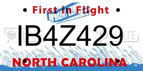 IB4Z429 North Carolina License Plate