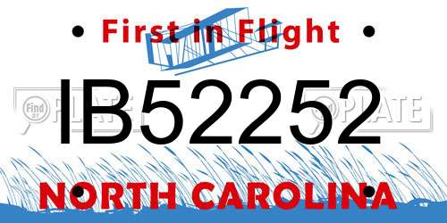 IB52252 North Carolina License Plate