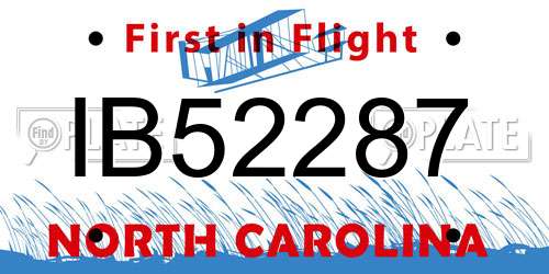 IB52287 North Carolina License Plate