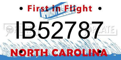 IB52787 North Carolina License Plate