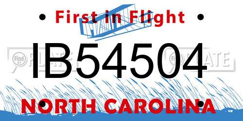 IB54504 North Carolina License Plate
