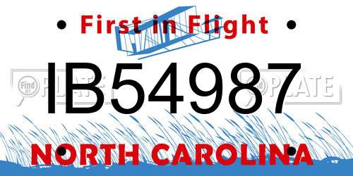 IB54987 North Carolina License Plate