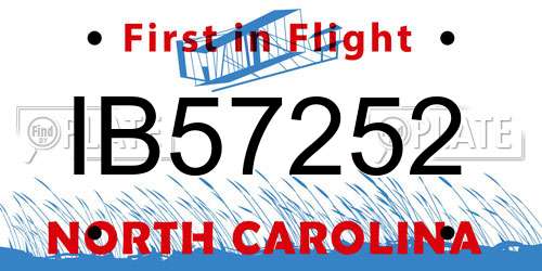 IB57252 North Carolina License Plate