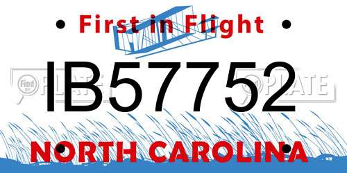 IB57752 North Carolina License Plate