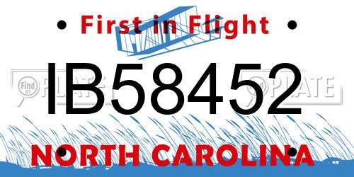 IB58452 North Carolina License Plate