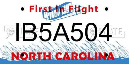 IB5A504 North Carolina License Plate