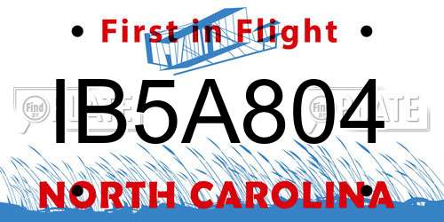 IB5A804 North Carolina License Plate