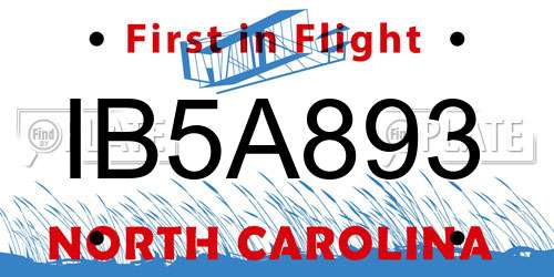 IB5A893 North Carolina License Plate