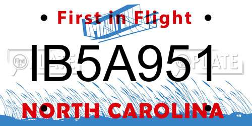 IB5A951 North Carolina License Plate