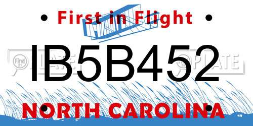 IB5B452 North Carolina License Plate