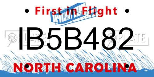 IB5B482 North Carolina License Plate