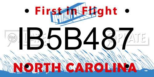 IB5B487 North Carolina License Plate