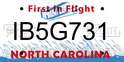 IB5G731 North Carolina License Plate