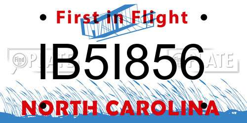 IB5I856 North Carolina License Plate