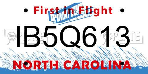 IB5Q613 North Carolina License Plate