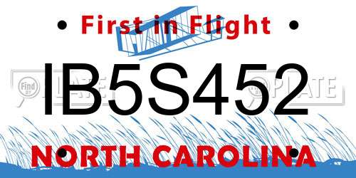 IB5S452 North Carolina License Plate