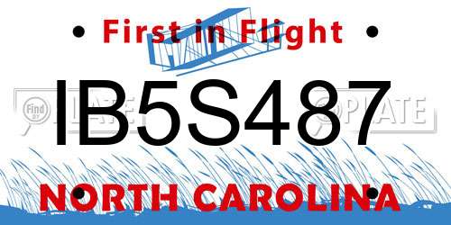 IB5S487 North Carolina License Plate