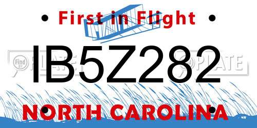 IB5Z282 North Carolina License Plate