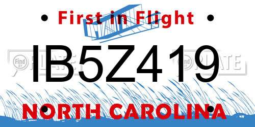 IB5Z419 North Carolina License Plate