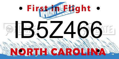 IB5Z466 North Carolina License Plate