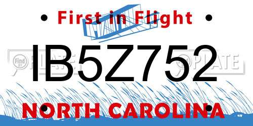 IB5Z752 North Carolina License Plate