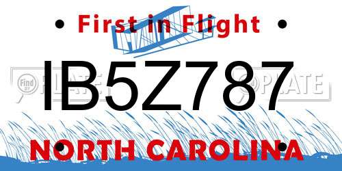 IB5Z787 North Carolina License Plate