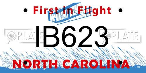 IB623 North Carolina License Plate