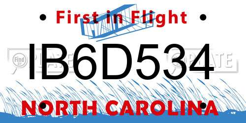 IB6D534 North Carolina License Plate
