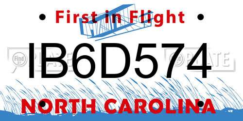 IB6D574 North Carolina License Plate