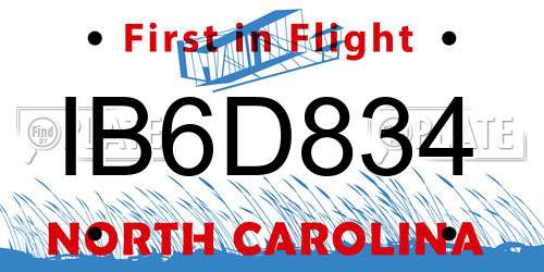IB6D834 North Carolina License Plate
