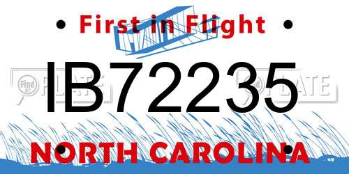 IB72235 North Carolina License Plate