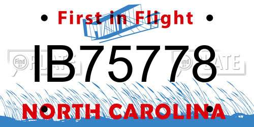 IB75778 North Carolina License Plate