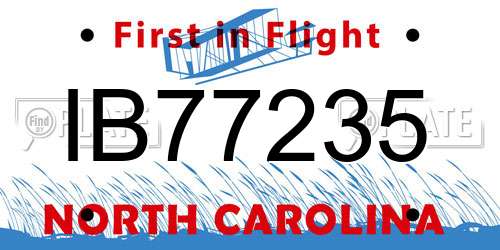 IB77235 North Carolina License Plate