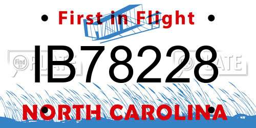 IB78228 North Carolina License Plate