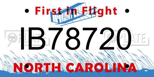 IB78720 North Carolina License Plate