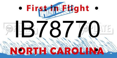IB78770 North Carolina License Plate
