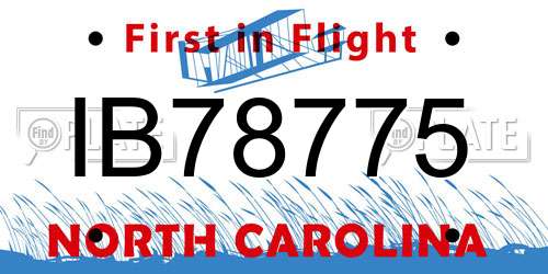 IB78775 North Carolina License Plate