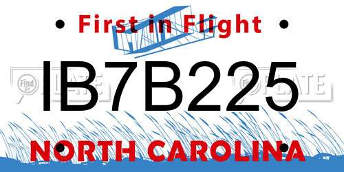 IB7B225 North Carolina License Plate