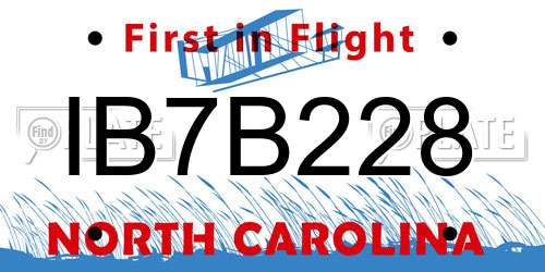 IB7B228 North Carolina License Plate
