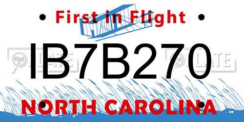 IB7B270 North Carolina License Plate