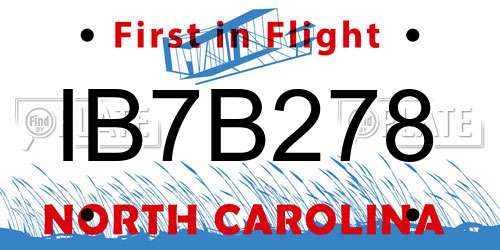 IB7B278 North Carolina License Plate